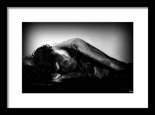Viva Framed Print featuring the drawing Nude As Landscape by VIVA Anderson