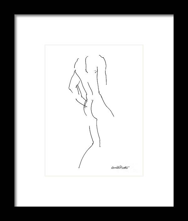 Male Framed Print featuring the drawing Nude Male Drawings 2 by Gordon Punt