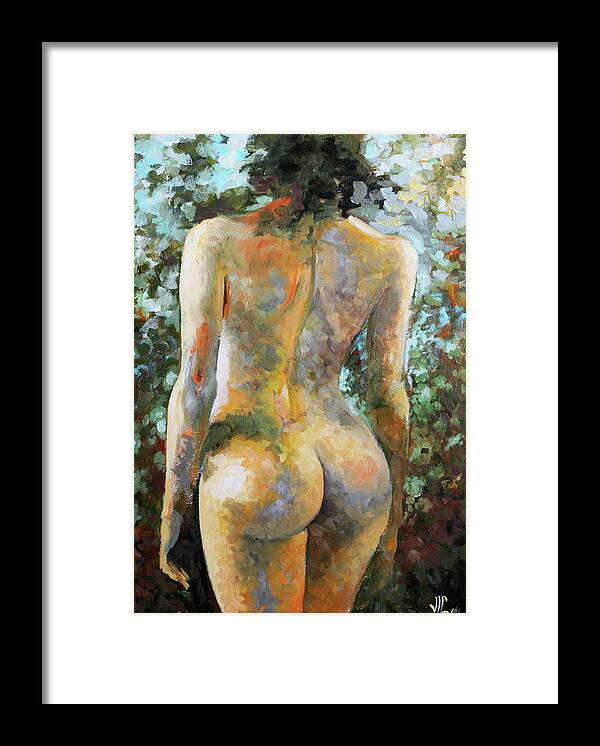 Nude Framed Print featuring the painting Nude by Vali Irina Ciobanu