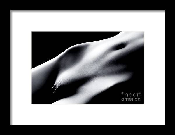 Nude Framed Print featuring the photograph Nude woman body closeup of crotch abstract by Maxim Images Exquisite Prints