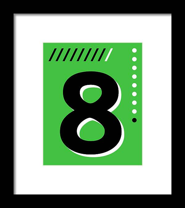 Eight Framed Print featuring the mixed media Number Eight - Pop Art Print - Green by Studio Grafiikka