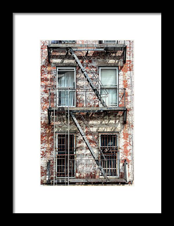 New York Framed Print featuring the photograph NY CITY - Fire Escape Stairs by Philippe HUGONNARD