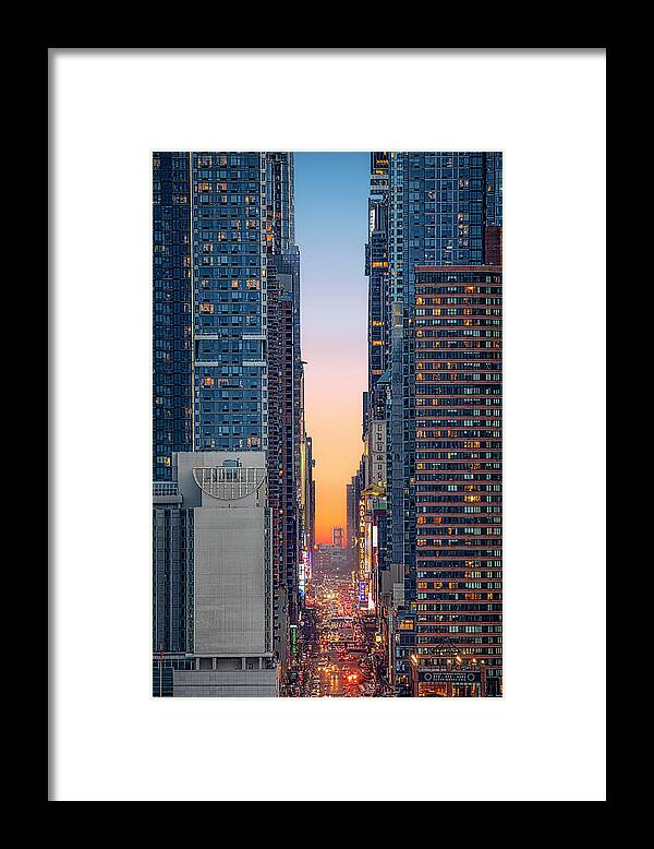 Times Square Framed Print featuring the photograph NYC 42 Street by Susan Candelario