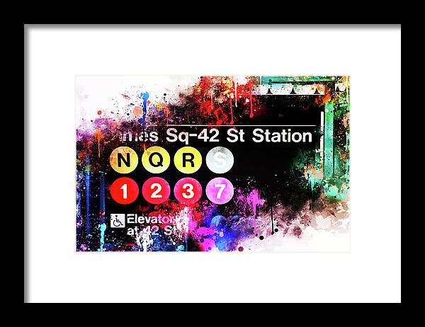 Fine Art Framed Print featuring the mixed media NYC Watercolor Collection - Times Sq-42 St Station by Philippe HUGONNARD