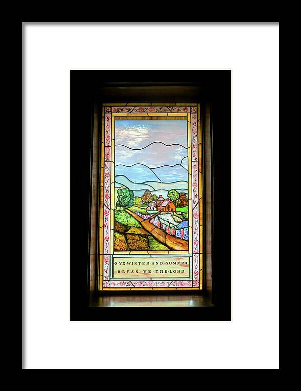 Chapel Of The Transfiguration Framed Print featuring the photograph O Ye Winter and Summer Bless Ye the Lord by Rachel Morrison