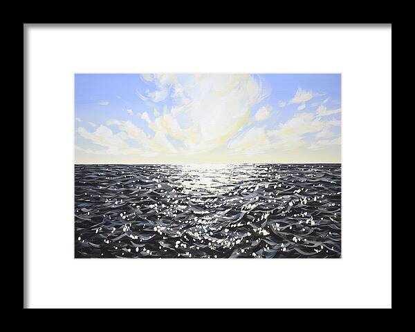 море Framed Print featuring the painting 	Ocean 100. by Iryna Kastsova