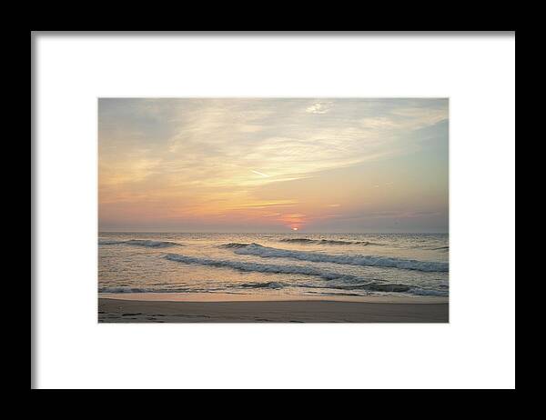 Beach Sunrise Framed Print featuring the photograph Ocean Waves at Sunrise by Matthew DeGrushe
