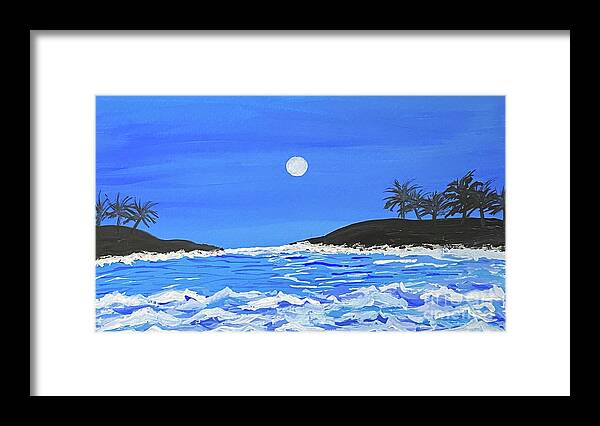 Waves Framed Print featuring the painting Ocean Waves in Gouache by Lisa Neuman