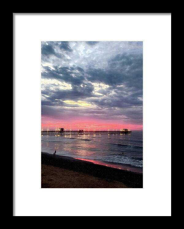 California Framed Print featuring the mixed media Oceanside Pier After Sunset 3 by Tammera Malicki-Wong
