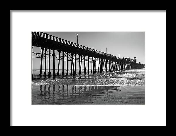 Oceanside Pier Framed Print featuring the photograph Oceanside Pier in Black and White by Liz Albro