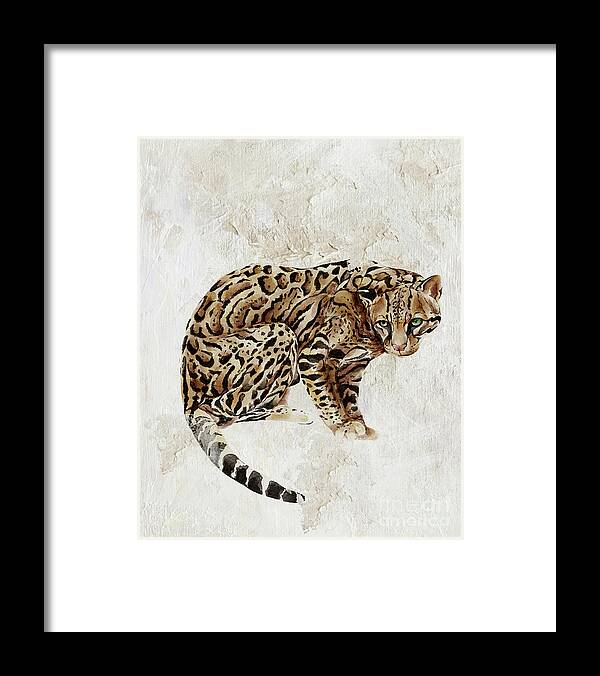 Ocelot Framed Print featuring the painting Ocelot Wild Cat Animal Painting by Garden Of Delights