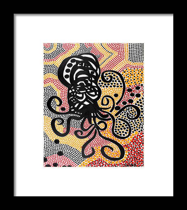 Octopus Framed Print featuring the mixed media Octavia by Peter Johnstone