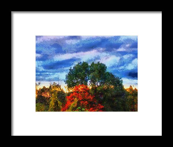 Trees Framed Print featuring the mixed media October in the Field by Christopher Reed
