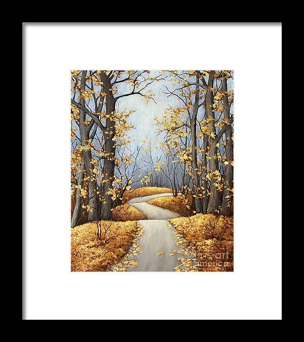 Fall Framed Print featuring the painting October path by Inese Poga