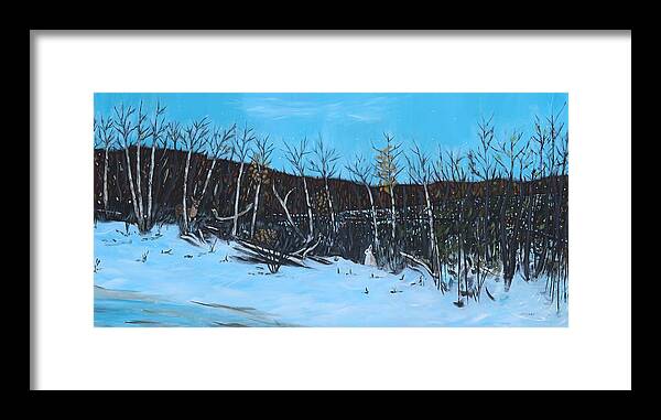 Snow Framed Print featuring the painting October Snow by Johanna Wray