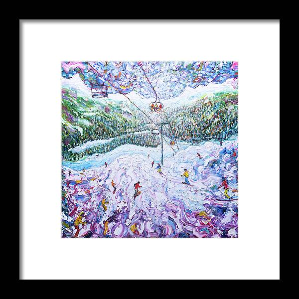 Ski Framed Print featuring the painting Off Piste Ski Print Meribel by Pete Caswell