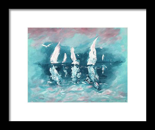 Art Framed Print featuring the painting Offshore by Deborah Smith