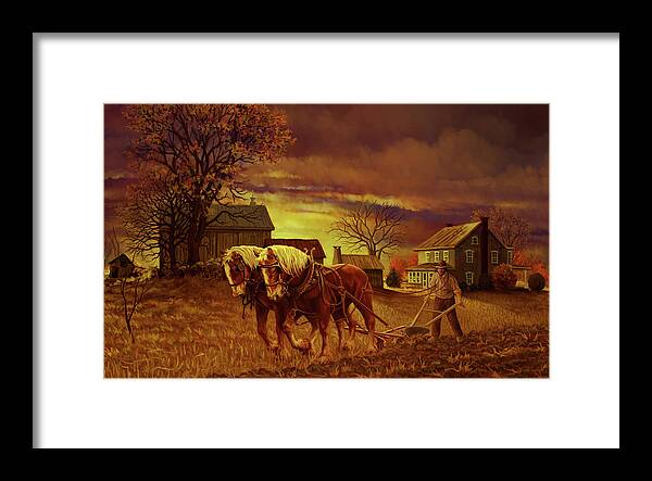 Farm Framed Print featuring the painting Ohio farm by Hans Neuhart