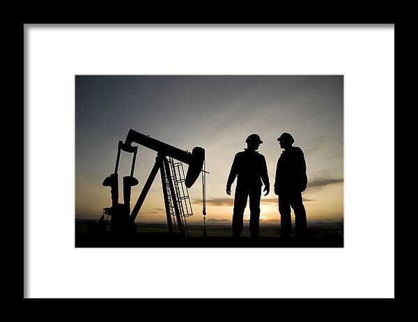 Natural Gas Framed Print featuring the photograph Oil Rig at Dusk by Shotbydave