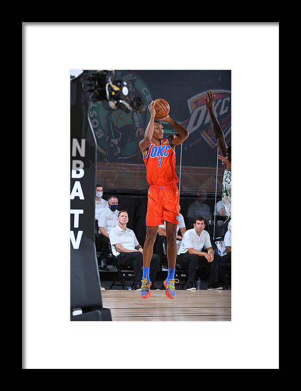 Darius Bazley Framed Print featuring the photograph Oklahoma City Thunder v Boston Celtics by Garrett Ellwood