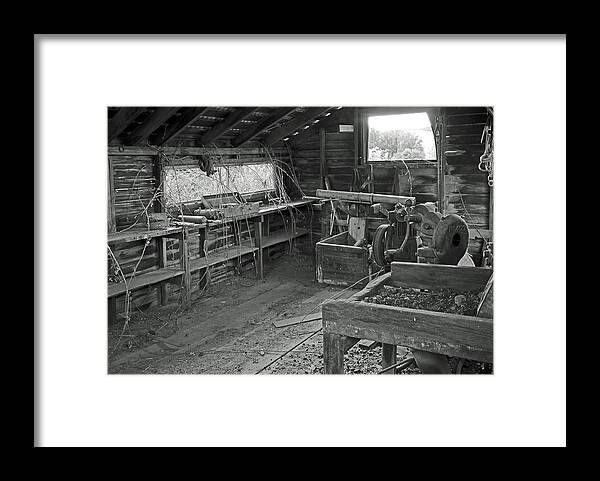 In Focus Framed Print featuring the digital art Old Abandon Black Smith Shop B/W by Fred Loring