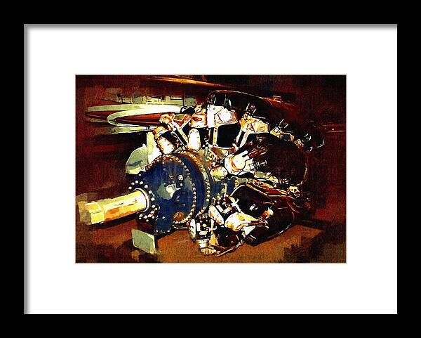 Airplane Framed Print featuring the mixed media Old Airplane Engine by Christopher Reed