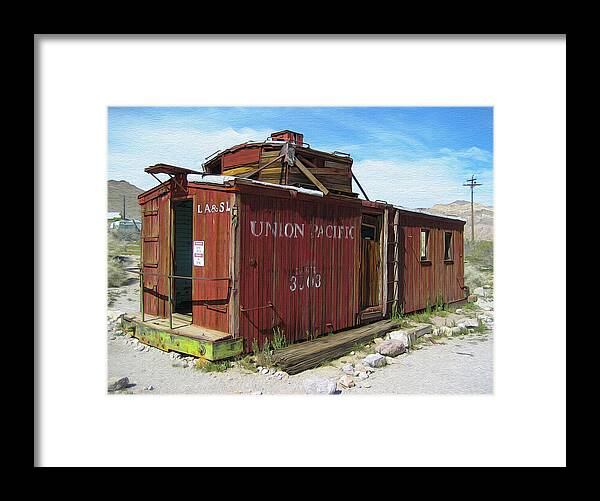 Caboose Framed Print featuring the photograph Old Caboose in Desert by Robert Blandy Jr