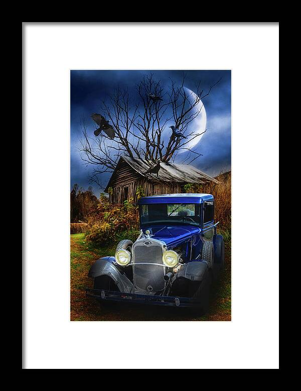Ford Framed Print featuring the photograph Old Ford under the Autumn Moon by Debra and Dave Vanderlaan