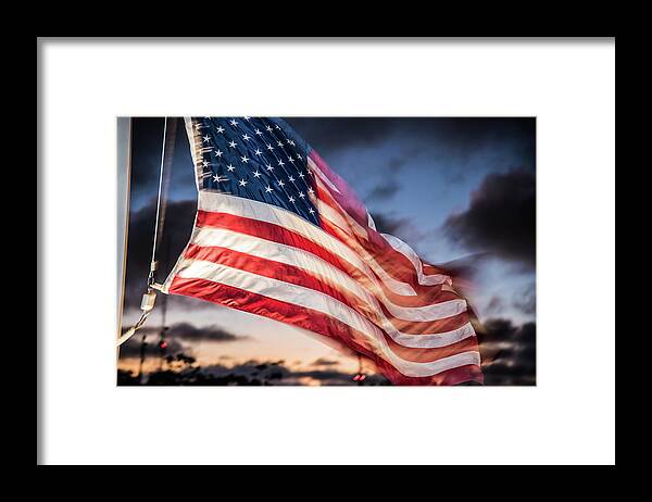 Mount Framed Print featuring the photograph Old Glory Flying in the Wind by Local Snaps Photography
