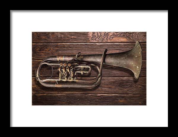 Trumpet Framed Print featuring the photograph Old Horn by Ally White