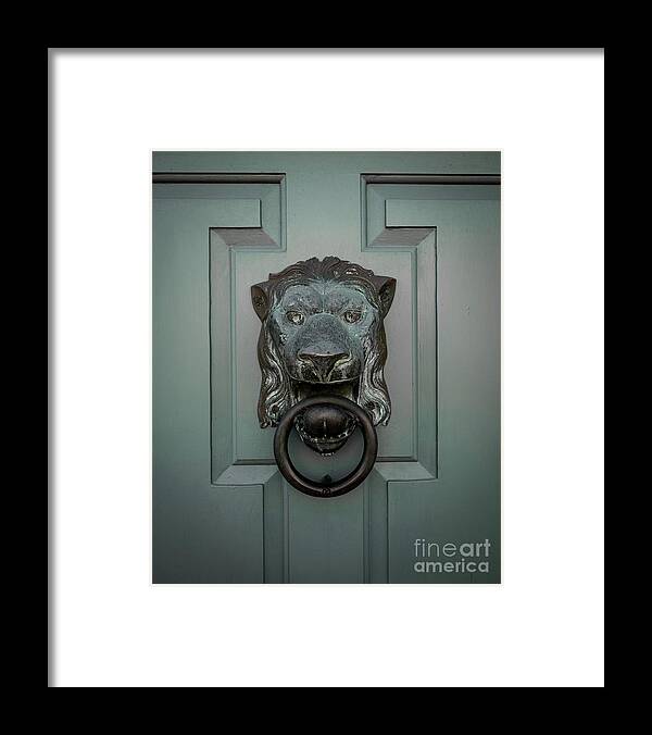Lion Framed Print featuring the photograph Old Lion Brass Door Knocker by Edward Fielding