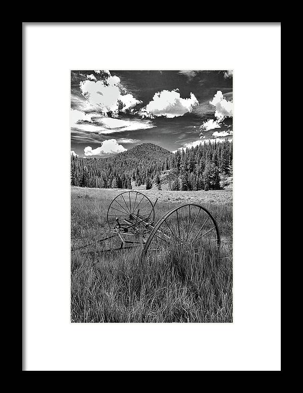 Black And White Framed Print featuring the photograph Old Machinery by Bob Falcone
