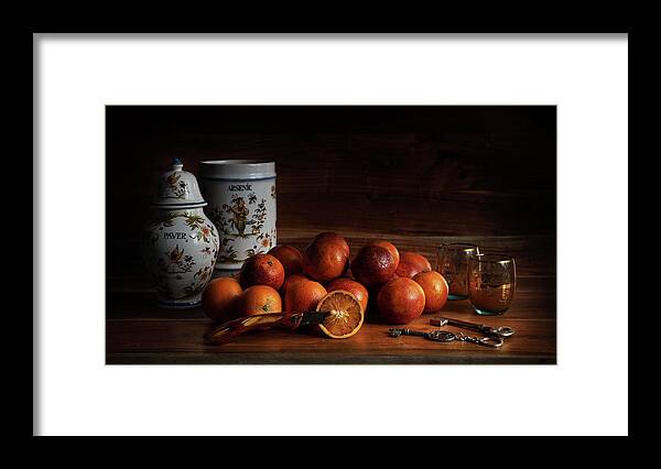 Old Master Framed Print featuring the photograph Old Maestra Arsenic and Blood Oranges by Jean Gill