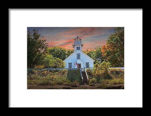 Lighthouse Framed Print featuring the photograph Old Mission Point Lighthouse on Grand Traverse Bay by Randall Nyhof
