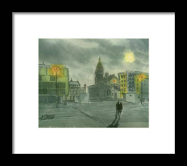 Watercolour Framed Print featuring the painting Old or New - still shines the moon by Glenn Marshall