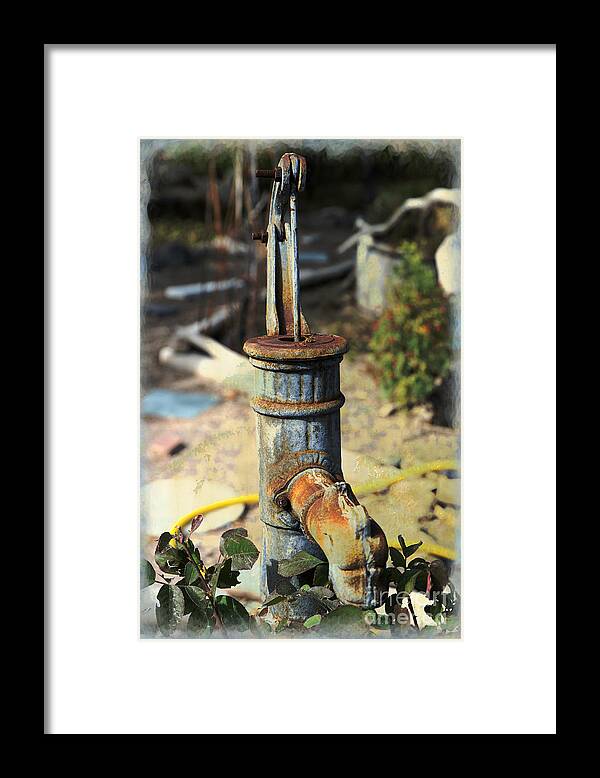 Garden Framed Print featuring the mixed media Old Pump in Garden by Kae Cheatham