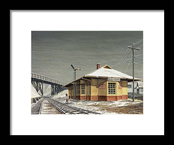 Architectural Landscape Framed Print featuring the painting Old Raytown, MO Depot by George Lightfoot