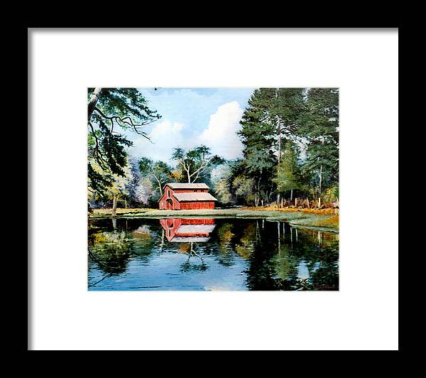 Old Barn Framed Print featuring the painting Old Red Barn by Randy Welborn