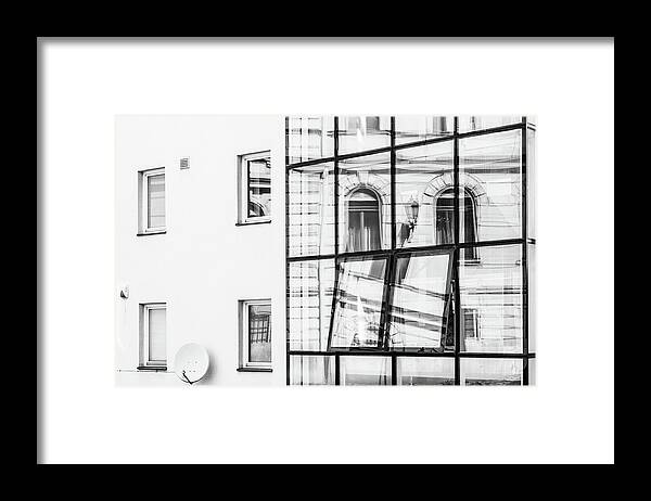 Building Framed Print featuring the photograph Old town hall reflected in modern glass wall by Viktor Wallon-Hars