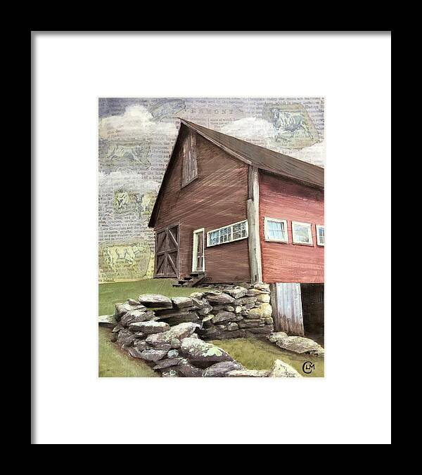 Barn Framed Print featuring the mixed media Old Vermont Barn 1 by Lisa Curry Mair