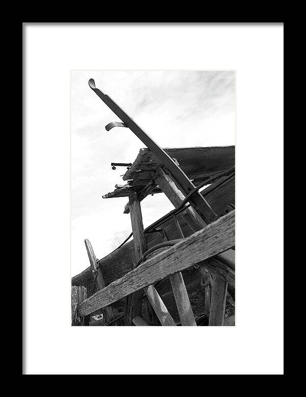 Old Wooden Wagon Photo Framed Print featuring the photograph Old Wooden Wagon bw by Bob Pardue