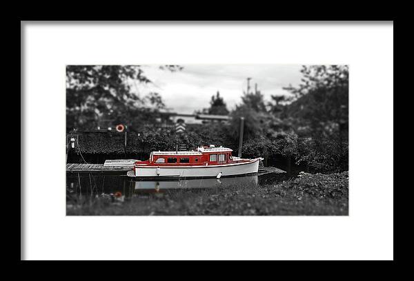  Framed Print featuring the digital art Old Boat On Clatskanie River by Fred Loring