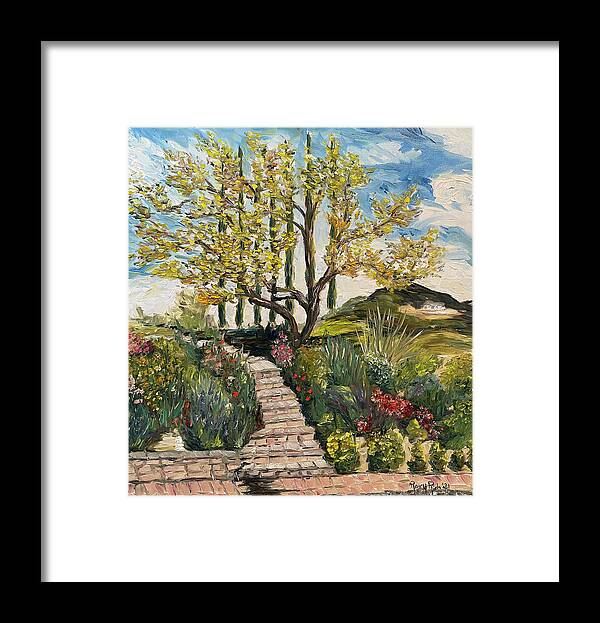 Olive Tree Framed Print featuring the painting The Olive Tree at Gershon Bachus Vintners by Roxy Rich