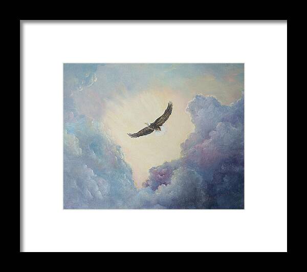 Eagles Framed Print featuring the painting On Eagles' Wings by ML McCormick