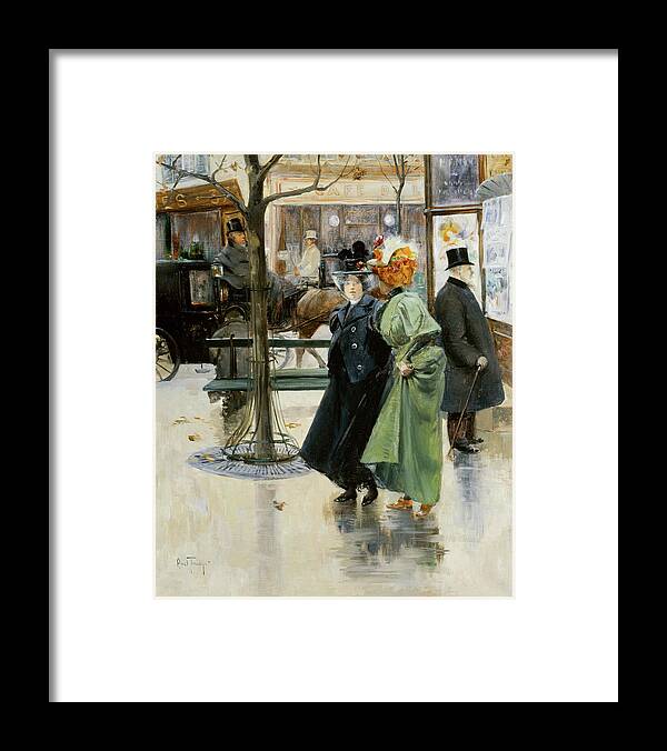 French Framed Print featuring the painting On the Boulevards by Louis Abel Truchet