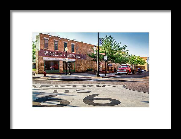 Adamson Framed Print featuring the photograph On The Corner in Winslow Arizona by Paul LeSage