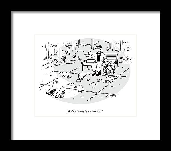 And On The Day I Gave Up Bread. Framed Print featuring the drawing On The Day I Gave Up Bread by Jeremy Nguyen