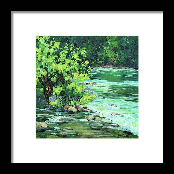 Rivers Framed Print featuring the painting On the River 2 by Karen Ilari