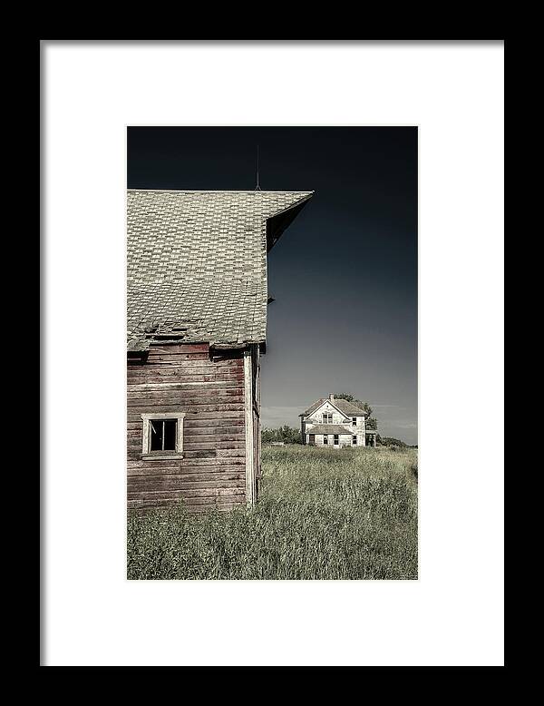 Abandoned Framed Print featuring the photograph Once Upon a Farm - Solberg homestead in Benson county ND by Peter Herman