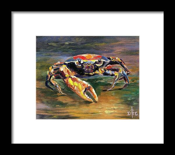 Crab Framed Print featuring the painting One Claw Bandit by David Bader